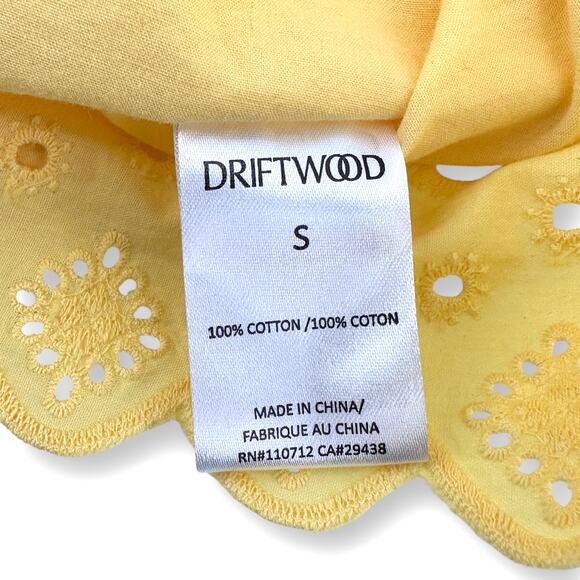 Driftwood Yellow Eyelet Ruffle Sleeve Shirt Womens Size Small Boho Festival - Picture 4 of 5